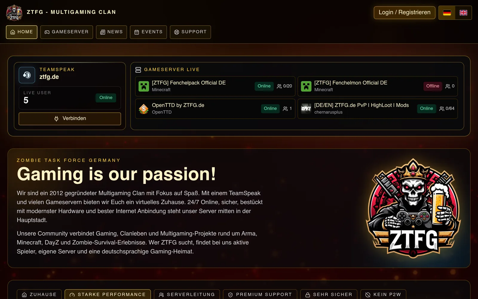 ZTFG website screenshot